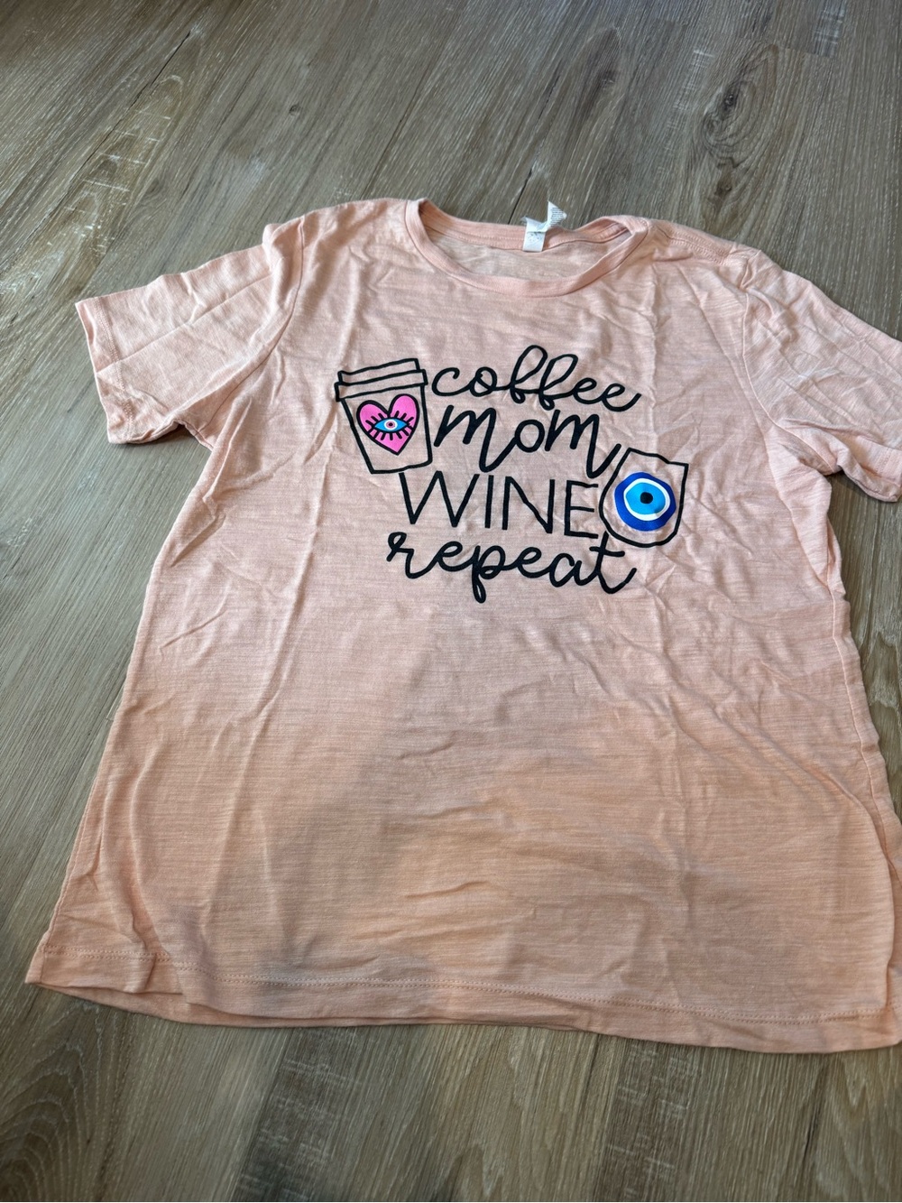 Bella Canvas Peach Graphic Tee — Coffee Mom Wine Repeat